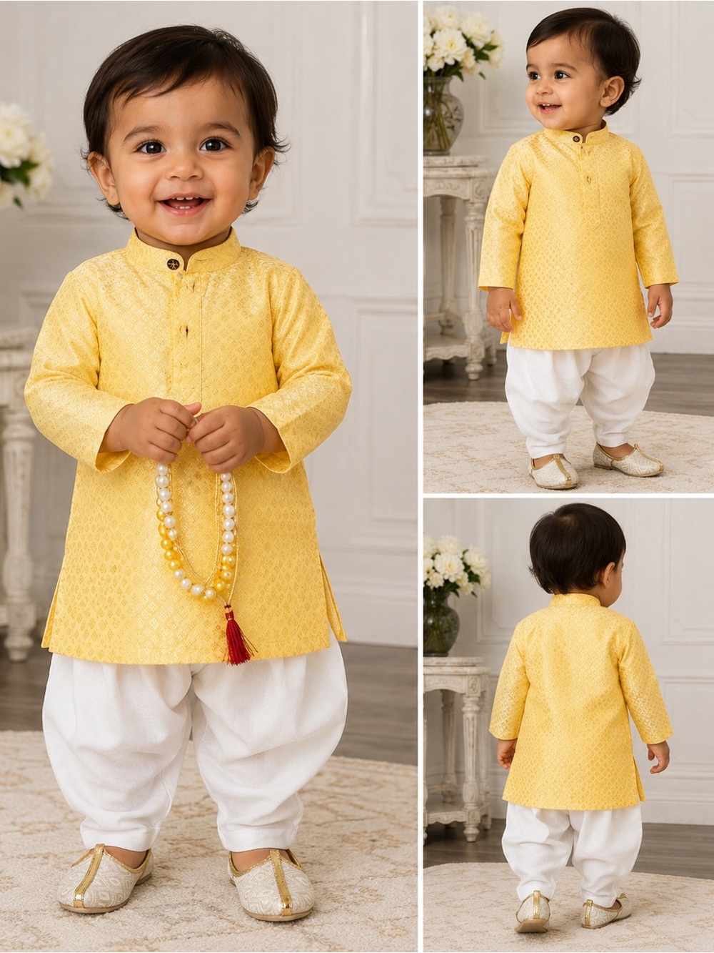 Sparsh Ethnic Wear Boy Yellow Kurta Pajama Set Size 0 ( 6–12 Months ) NWT